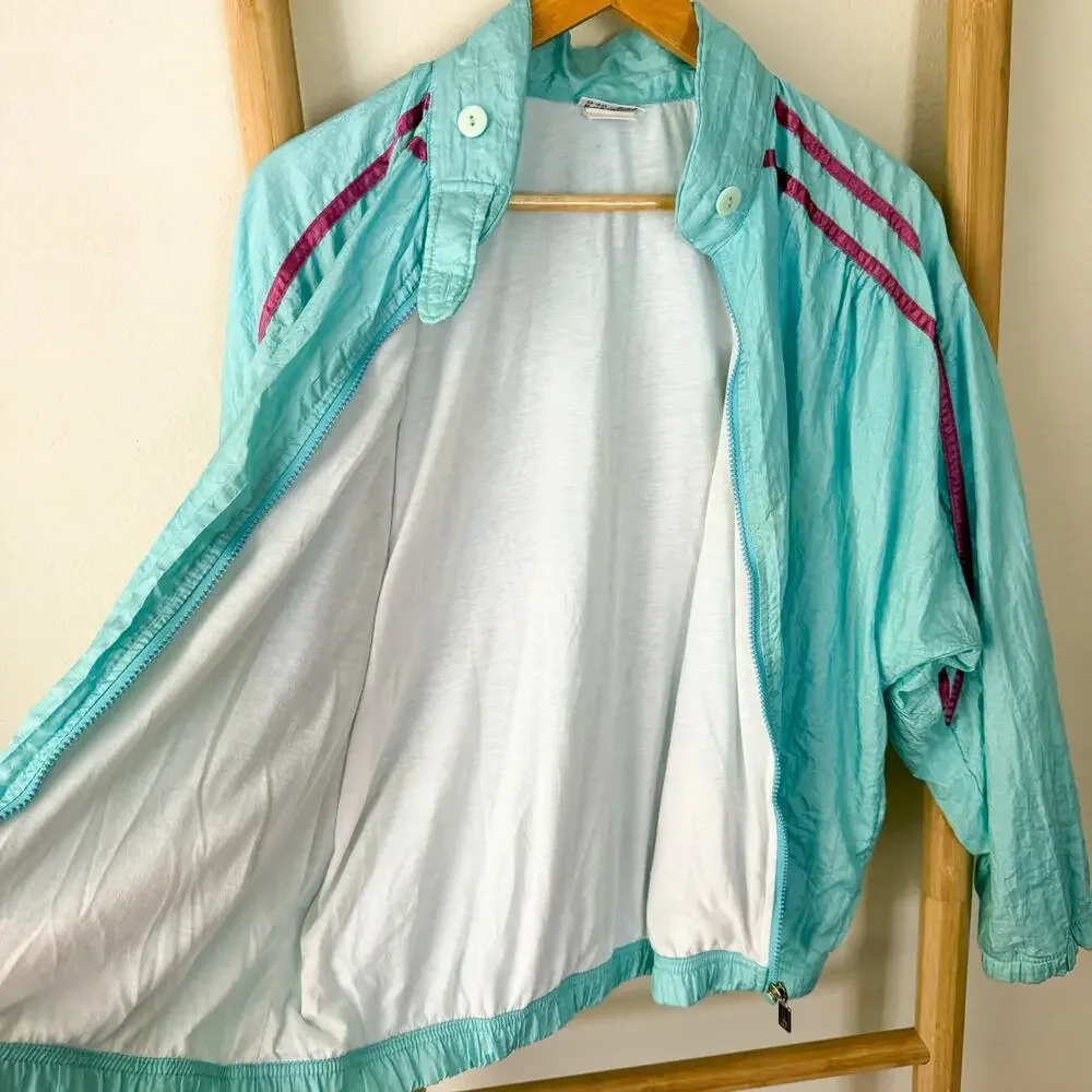 Vintage Sergio Tacchini Aqua Blue Full Zip Track Jacket Men’s Size 12 Large